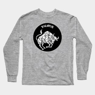 Taurus Astrology Zodiac Sign - Taurus Bull Astrology Birthday Gifts - Black and White - Marble Long Sleeve T-Shirt